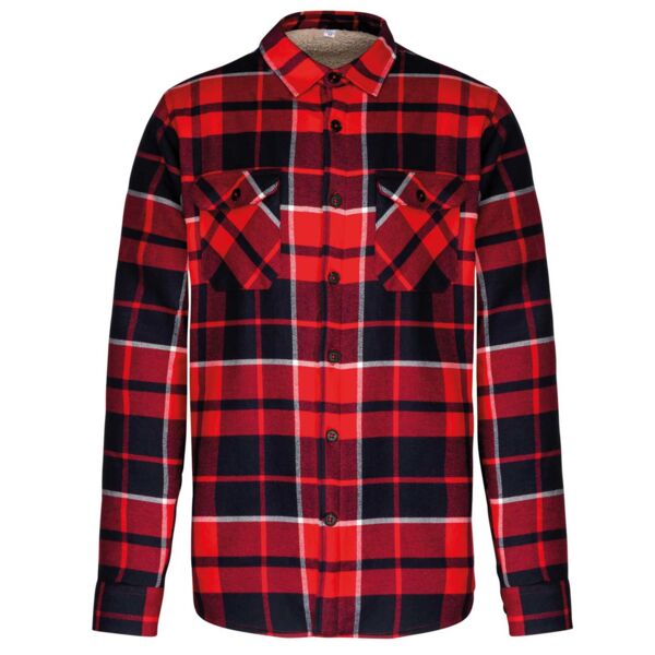 Sherpa-lined checked shirt jacket Thumbnail