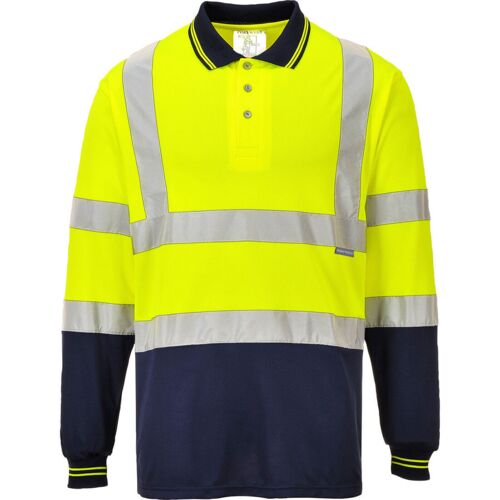 Hi-Vis Contrast Long Sleeve Polo Shirt Thumbnail