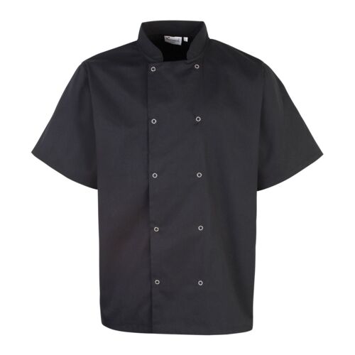 Studded front short sleeve chef's jacket Thumbnail