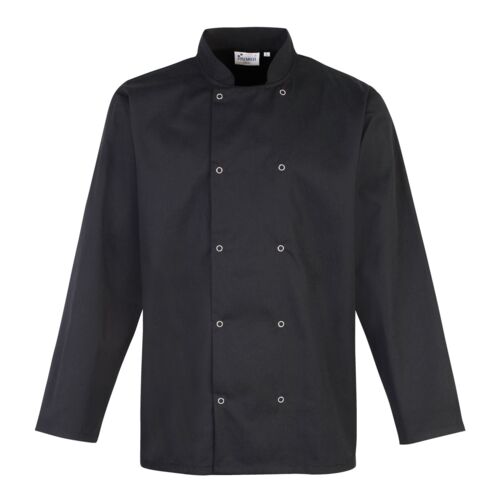 Studded front long sleeve chef's jacket Thumbnail